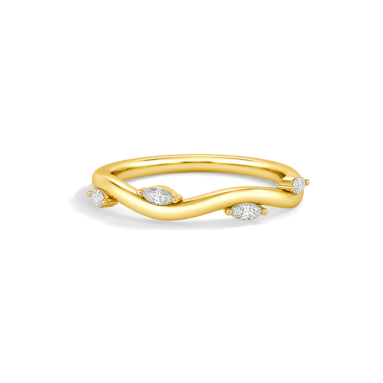 Brielle Stackable Wave Stacking Lab Grown Diamond Ring in 18K Yellow Gold