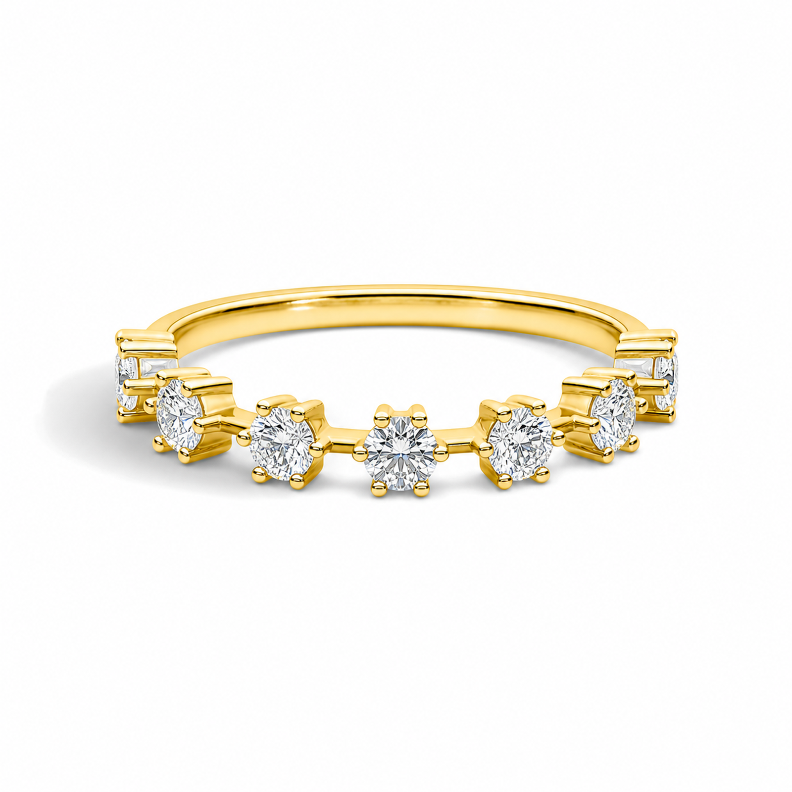Pia Spaced Six Prong Half Eternity Lab Grown Diamond Band in 18K Yellow Gold