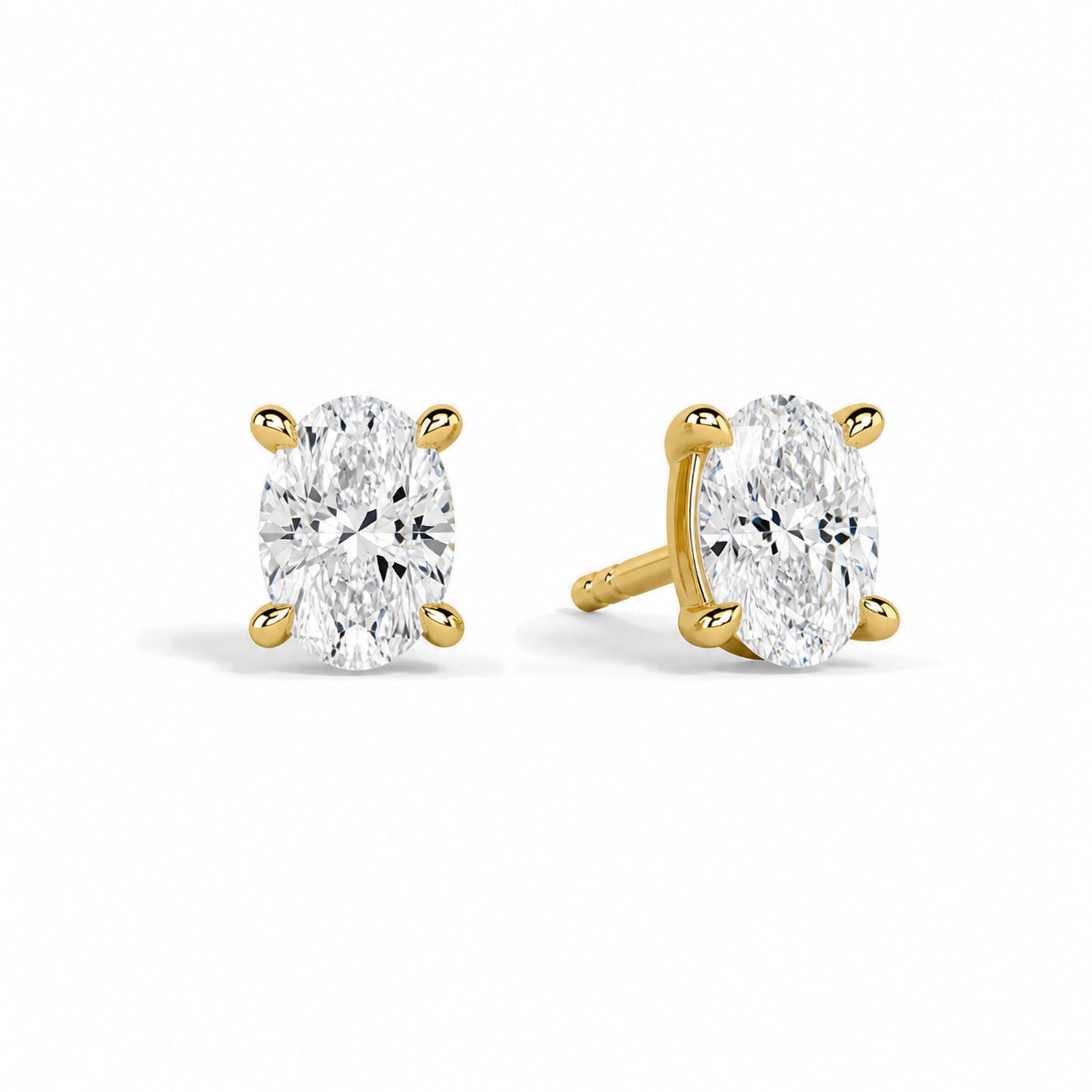 Eira Solitaire 4-Prong Lab Grown Diamond Stud Earrings in 14K Yellow Gold