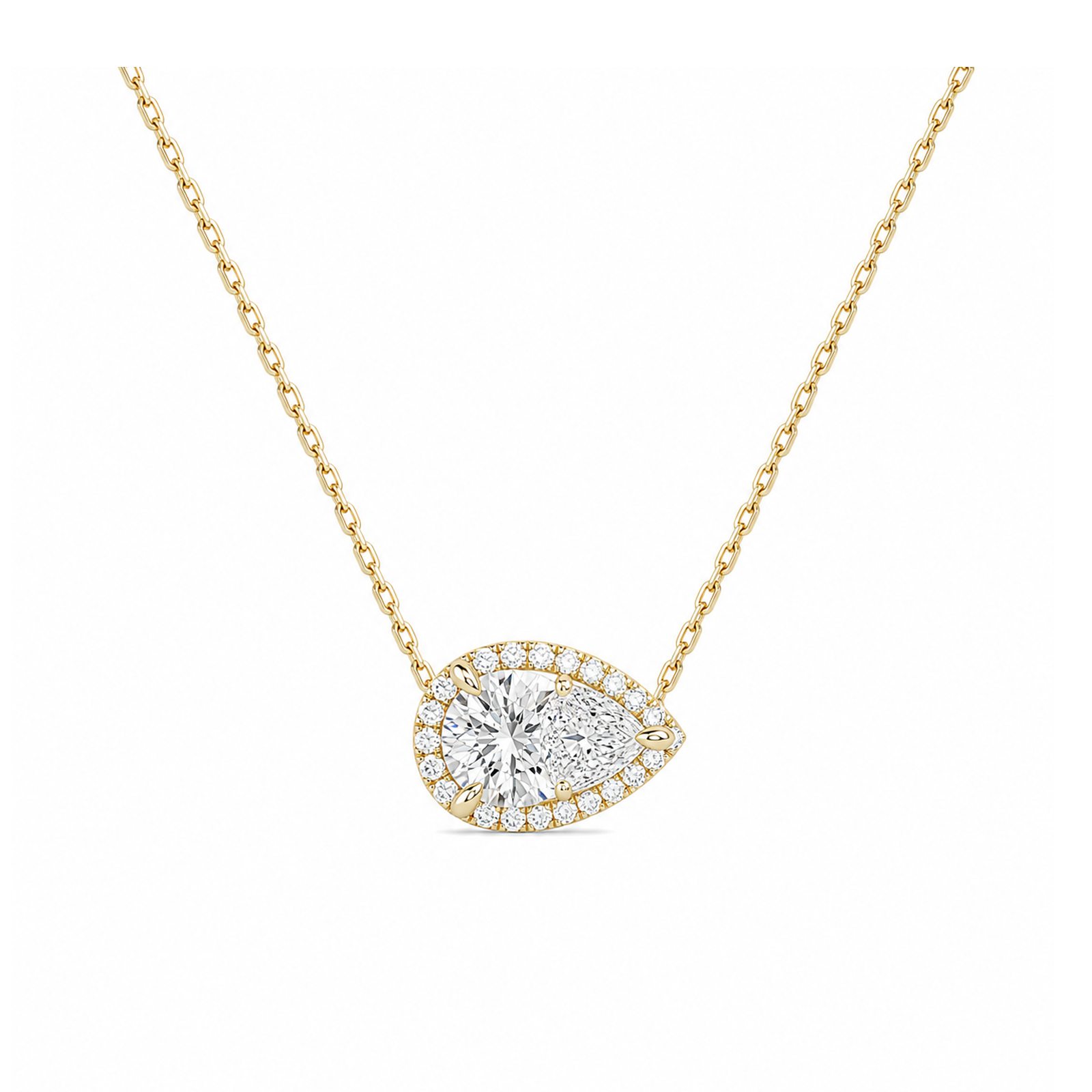 Jessa Halo Lab Grown Diamond Necklace in 18K Yellow Gold