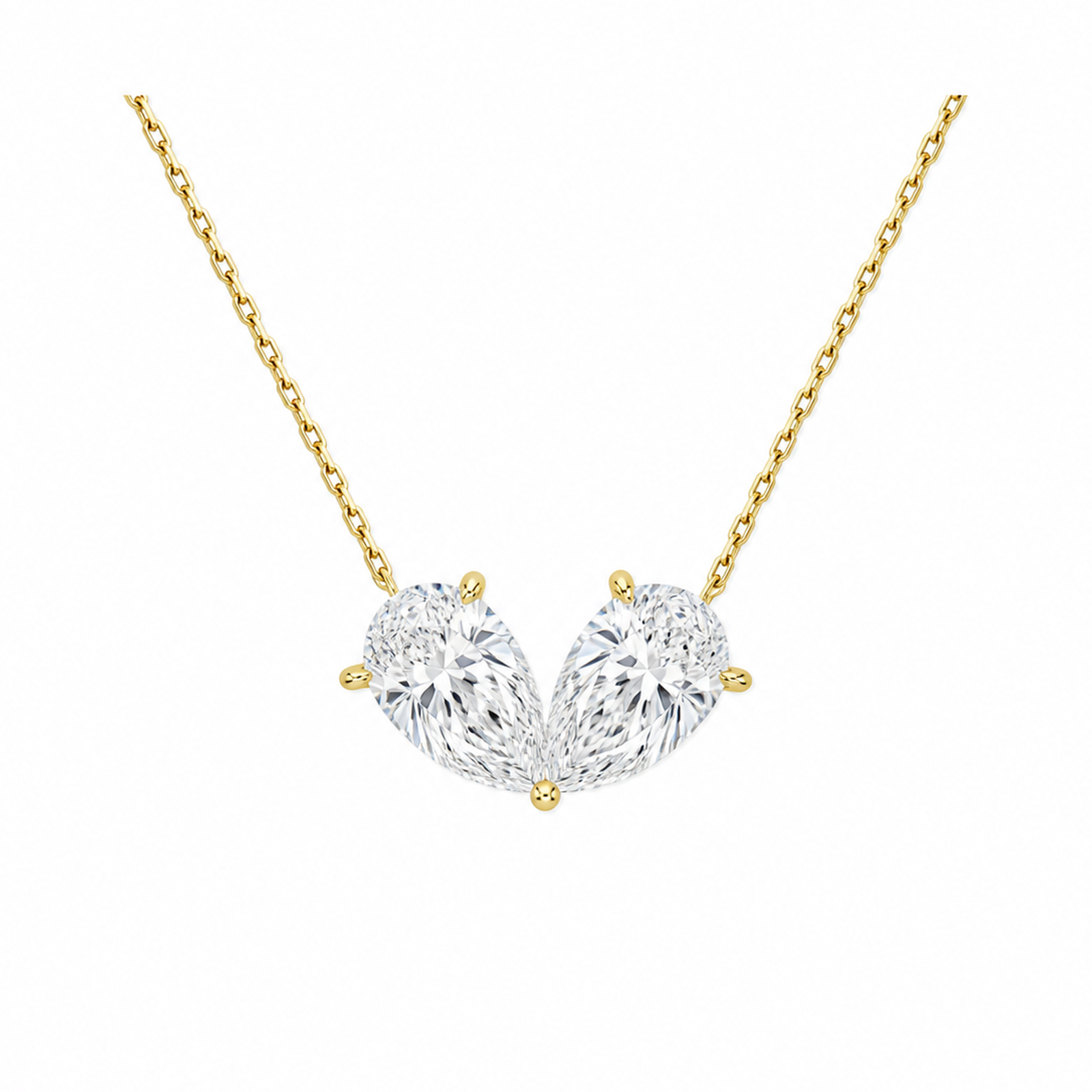 Aviana Toi Et Moi Lab Grown Diamond Necklace in 18K Yellow Gold