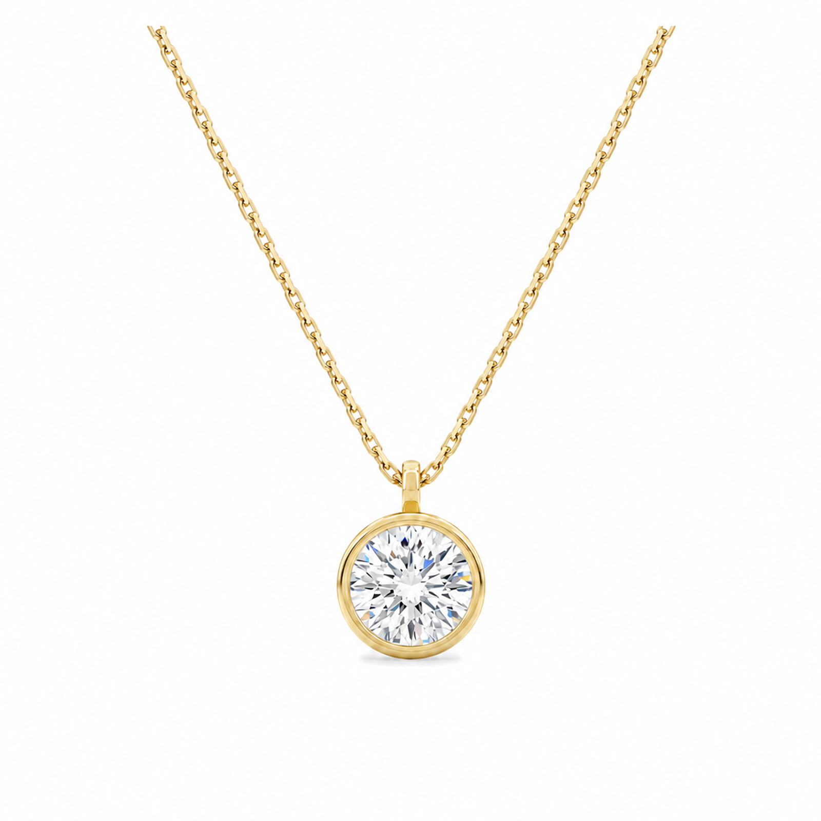 Stellaire Bezel Solitaire Lab Grown Diamond Pendant Necklace in 14K Yellow Gold