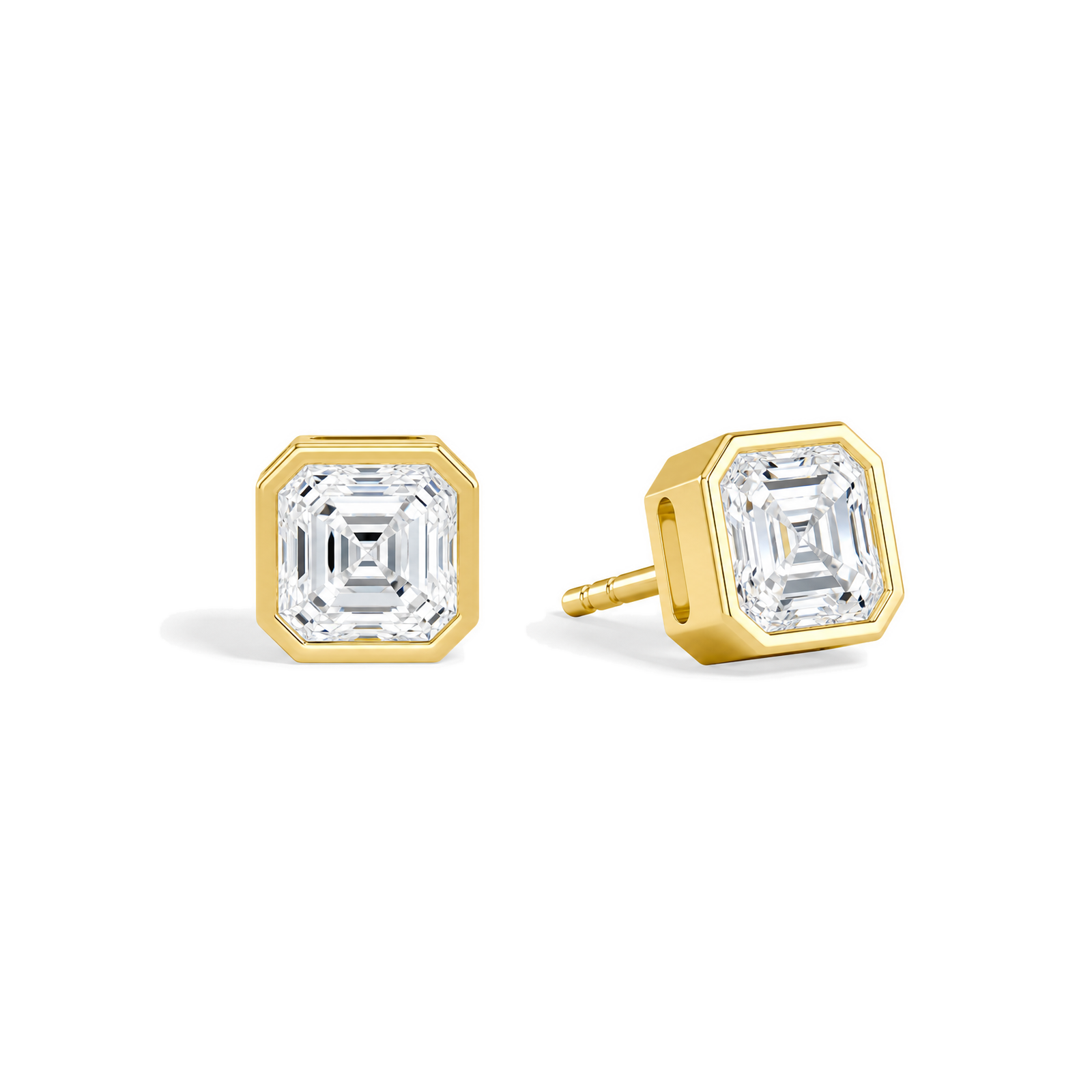 Jolie Bezel Solitaire Lab Grown Diamond Stud Earrings in 18K Yellow Gold