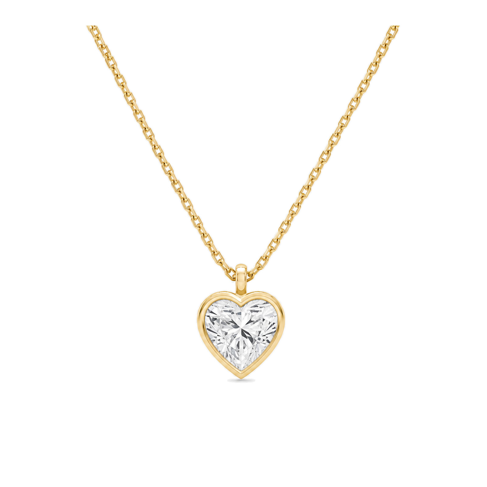 Stellaire Bezel Solitaire Lab Grown Diamond Pendant Necklace in 14K Yellow Gold