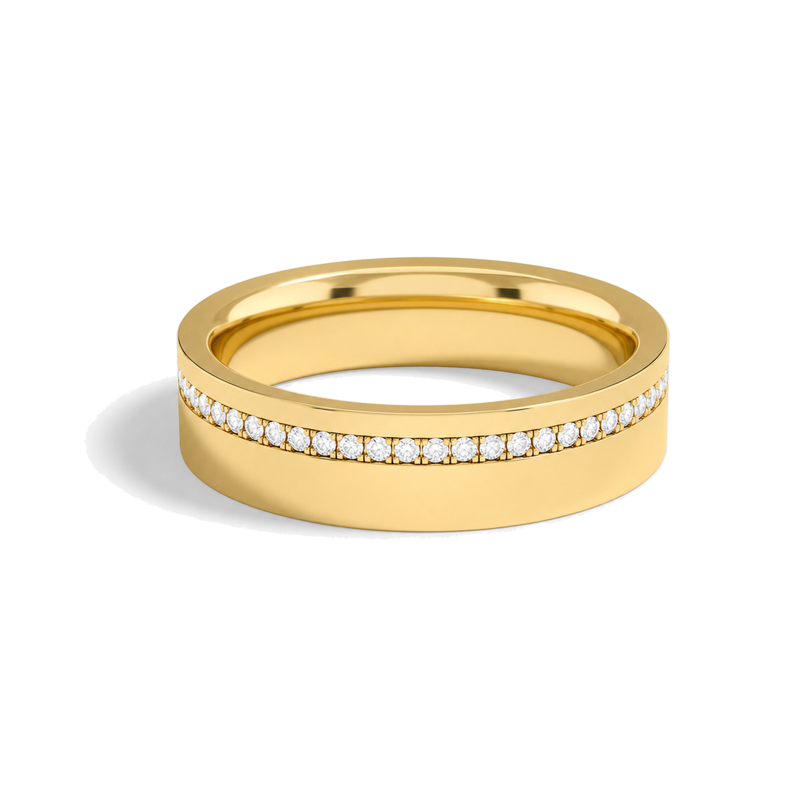 Hera Channel Flat Edge Eternity Lab Grown Diamond Wedding Band in 14K Yellow Gold