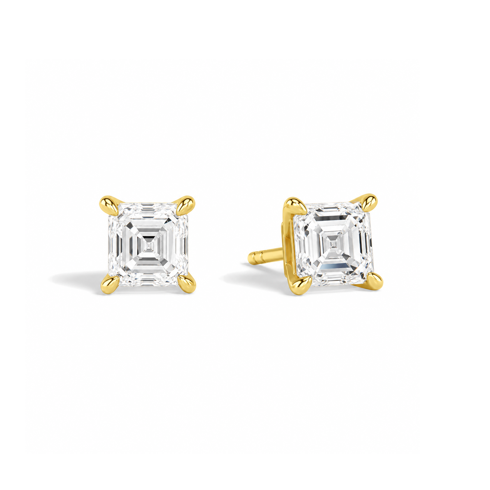 Eira Solitaire 4-Prong Lab Grown Diamond Stud Earrings in 14K Yellow Gold