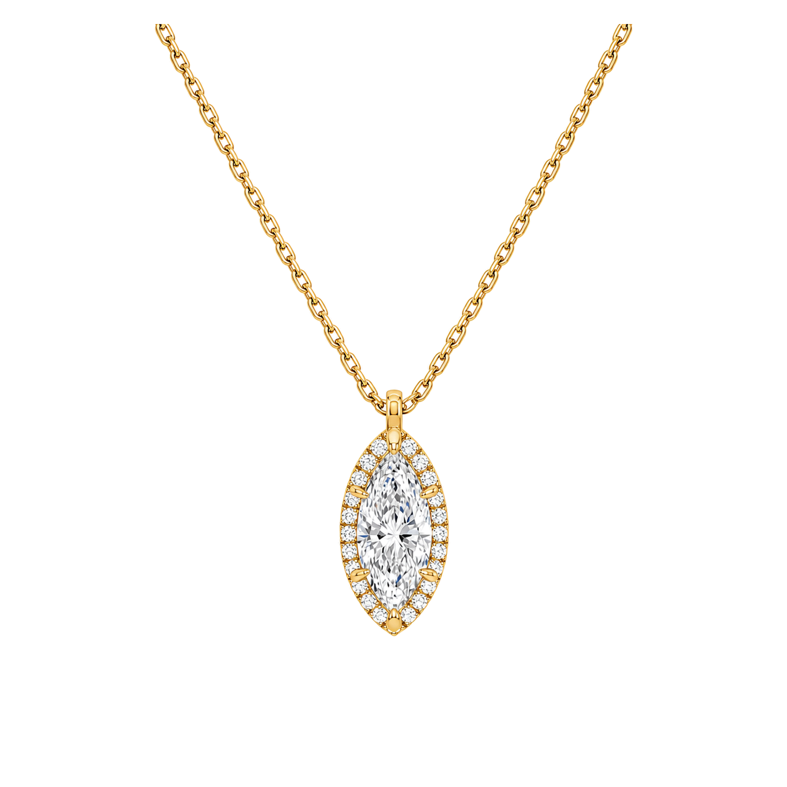 Malia Halo Lab Grown Diamond Pendant Necklace in 14K Yellow Gold