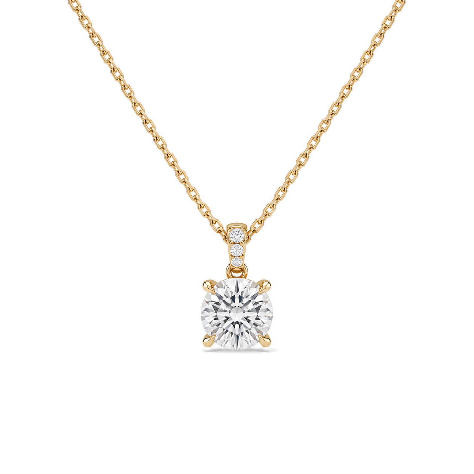 Maeva Accented Bail Lab Grown Diamond Pendant Necklace in 14K Yellow Gold