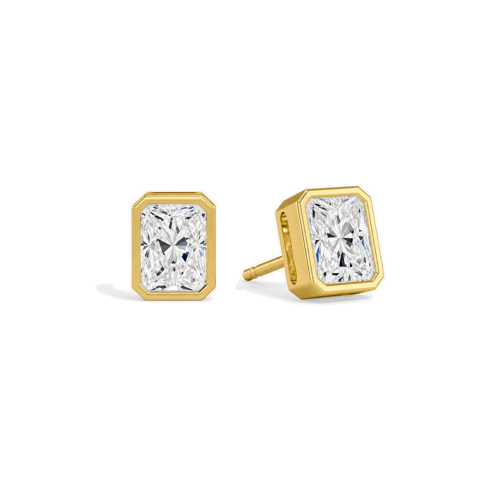 Jolie Bezel Solitaire Lab Grown Diamond Stud Earrings in 14K Yellow Gold