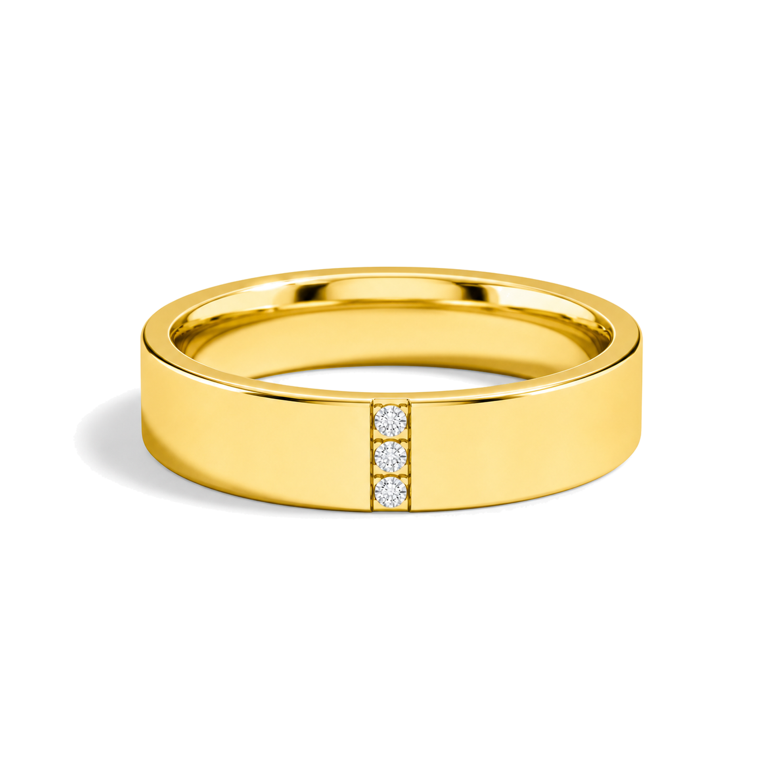 Rowena Cut Three Stone Minimalist Lab Grown Diamond Wedding Band in 14K Yellow Gold