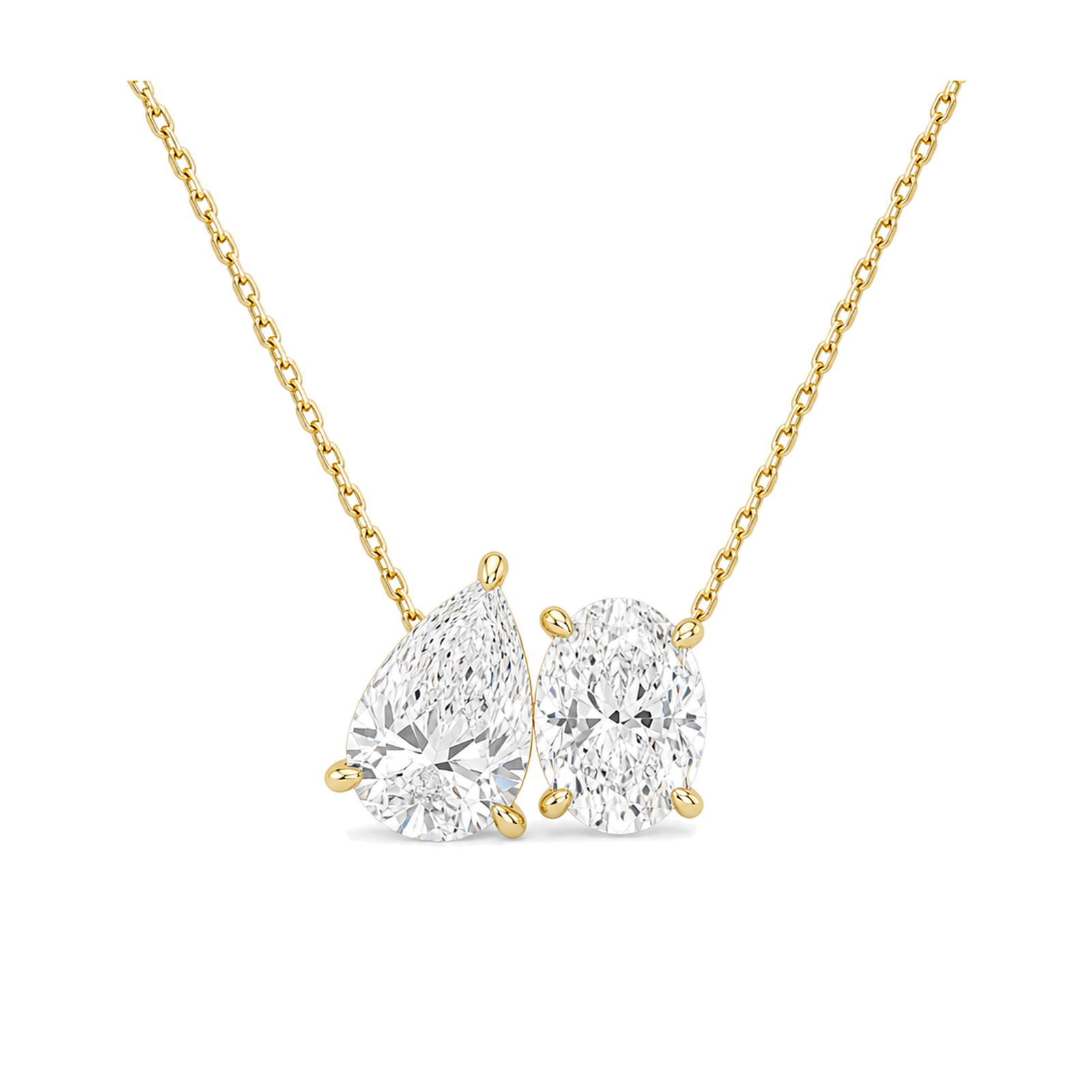 Aviana Pear & Oval Toi Et Moi Diamond Necklace in 18K Yellow Gold