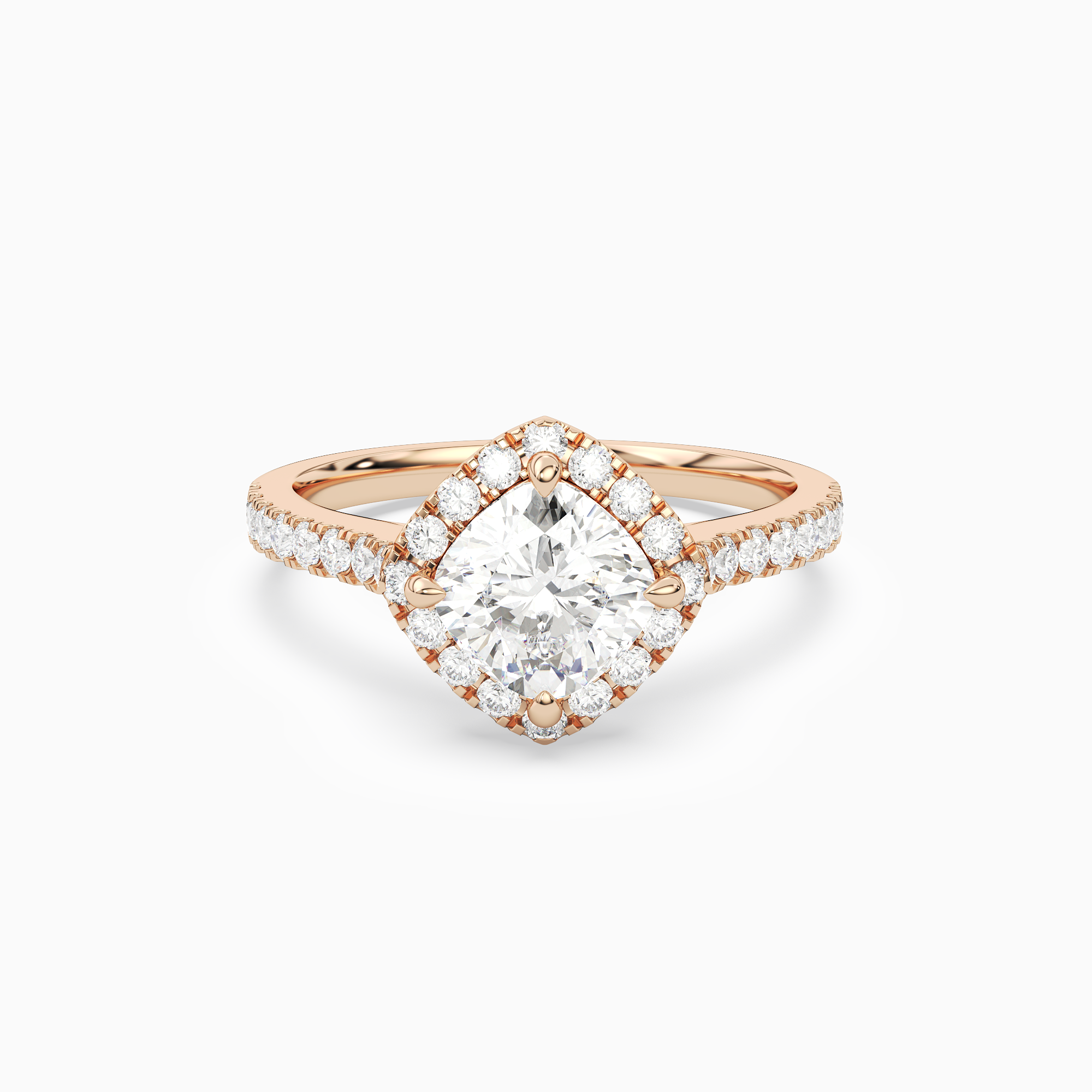 Cushion Kite Halo Baseline in 14K Rose Gold main white