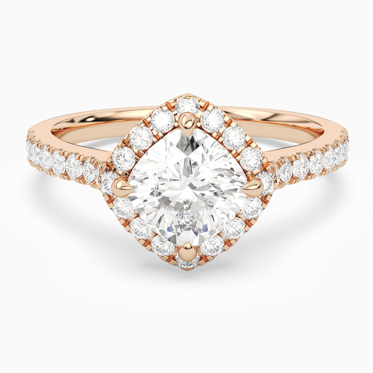 Cushion Kite Halo Baseline in 14K Rose Gold main white