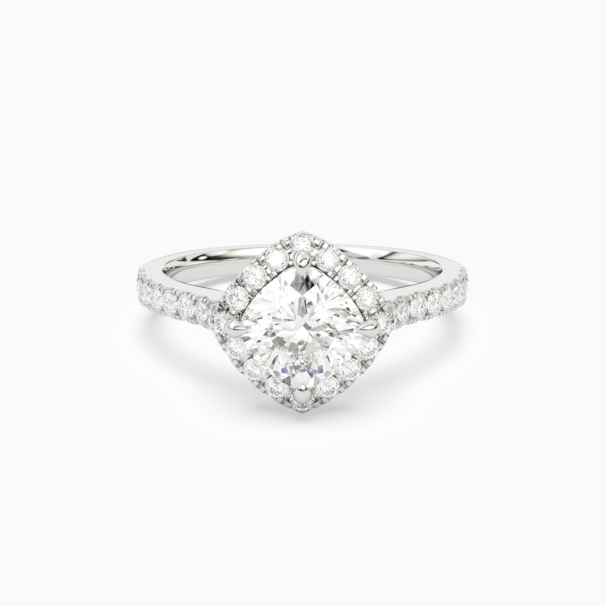 Cushion Kite Halo Baseline in 18K White Gold main white