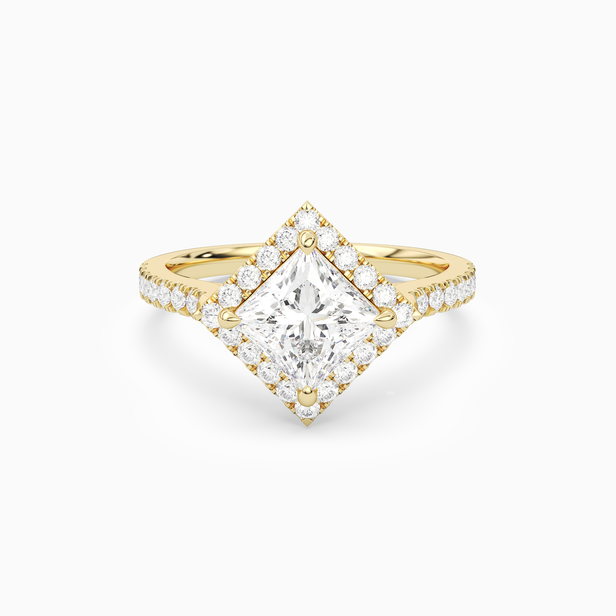 Princess Kite Halo Baseline in 14K Yellow Gold main white