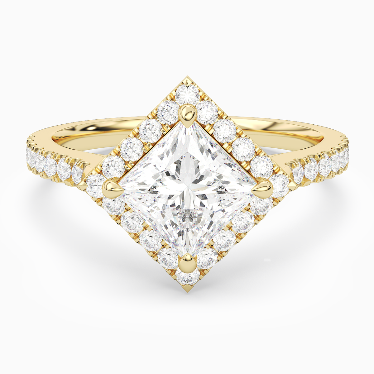 Princess Kite Halo Baseline in 14K Yellow Gold main white