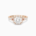 Cushion Classic Halo Split Shank Ring in 14K Rose Gold main white