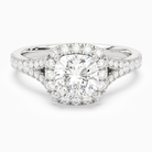 Cushion Classic Halo Split Shank Ring in 14K White Gold main white