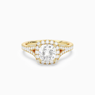 Cushion Classic Halo Split Shank Ring in 14K Yellow Gold main white
