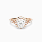 Round Classic Halo Split Shank Ring in 14K Rose Gold main white