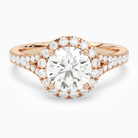 Round Classic Halo Split Shank Ring in 14K Rose Gold main white