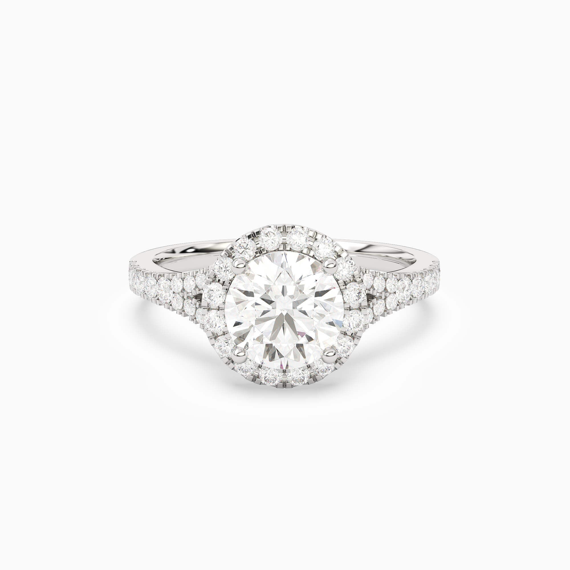 Round Classic Halo Split Shank Ring in 14K White Gold main white