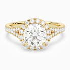 Round Classic Halo Split Shank Ring in 14K Yellow Gold main white