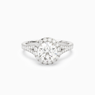 Round Classic Halo Split Shank Ring in 18K White Gold main white