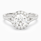 Round Classic Halo Split Shank Ring in 18K White Gold main white
