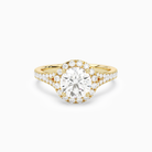 Round Classic Halo Split Shank Ring in 18K Yellow Gold main white