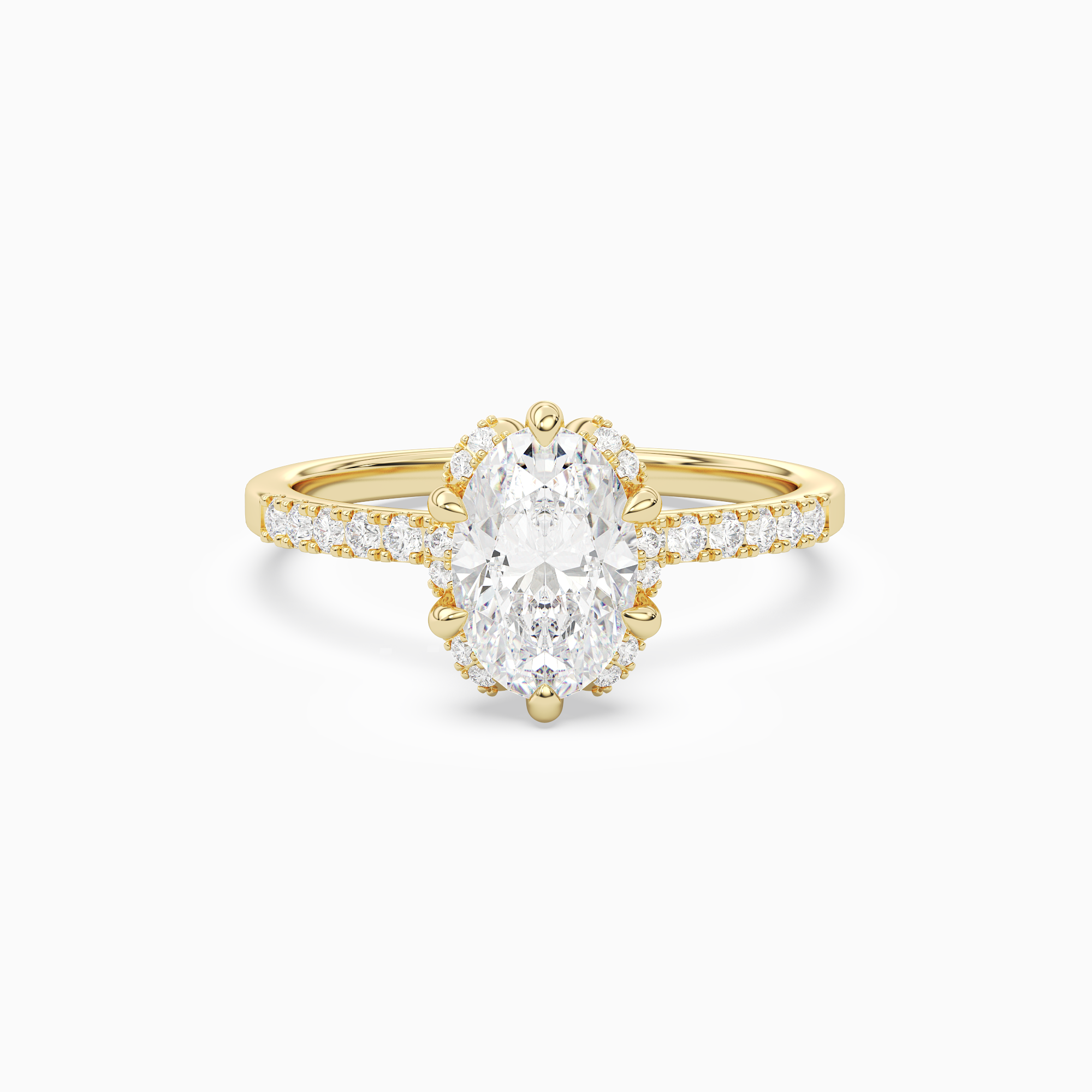 Oval Crown Halo Pavé in 14K Yellow Gold main white