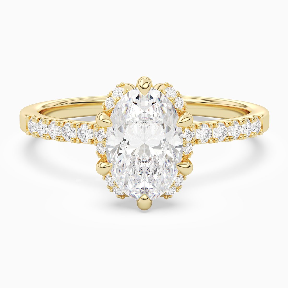 Oval Crown Halo Pavé in 14K Yellow Gold main white
