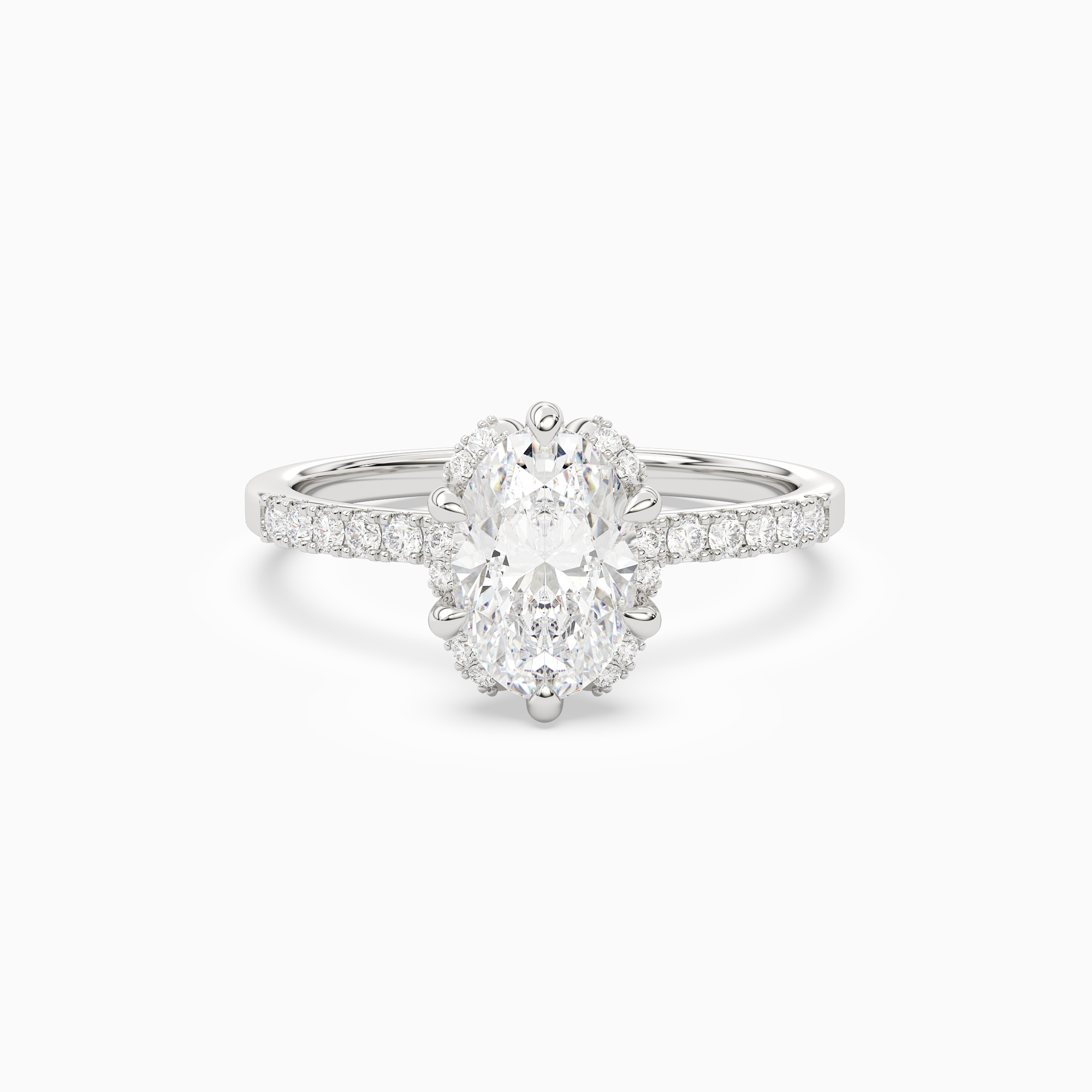 Oval Crown Halo Pavé in 18K White Gold main white
