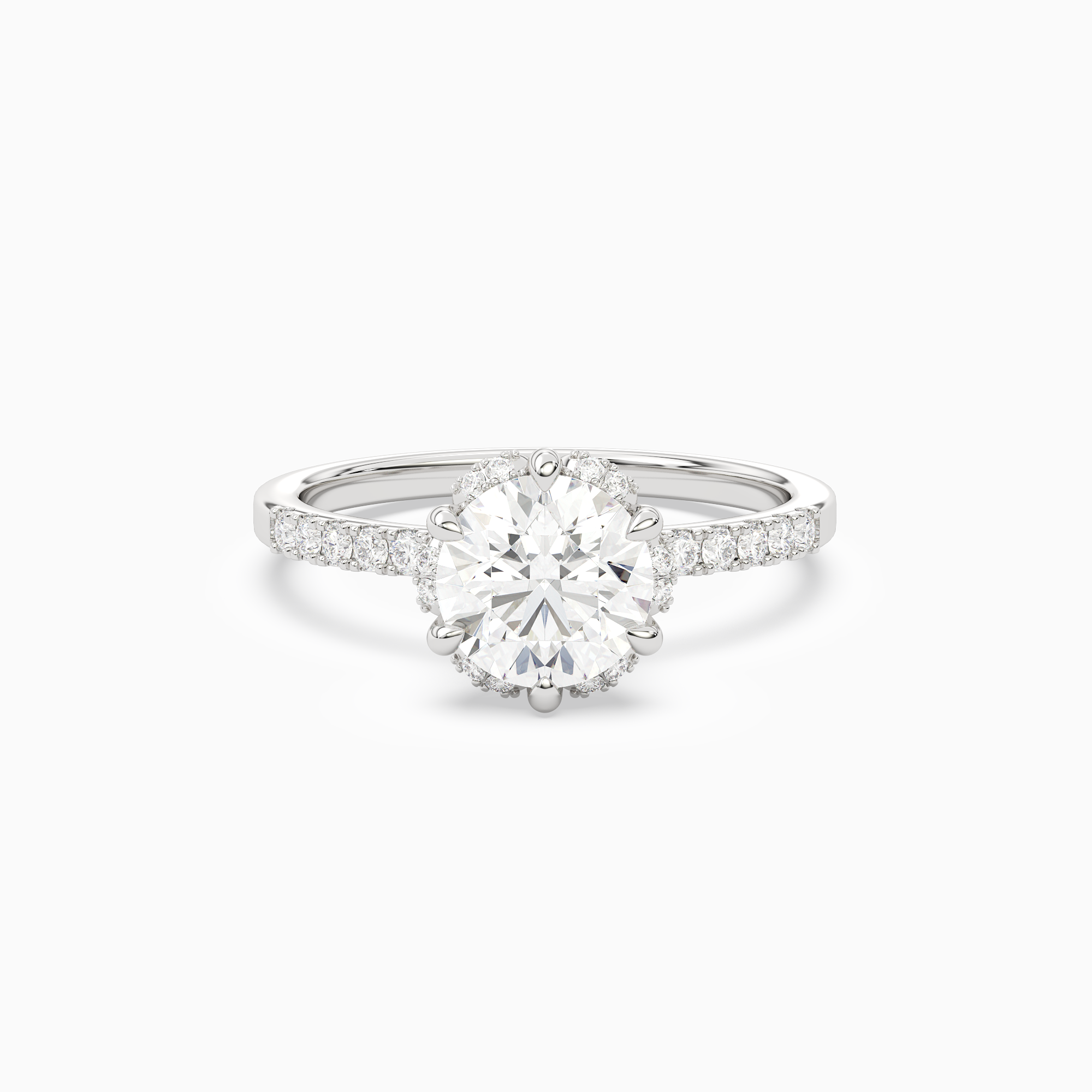 Round Crown Halo Pavé in 18K White Gold main white