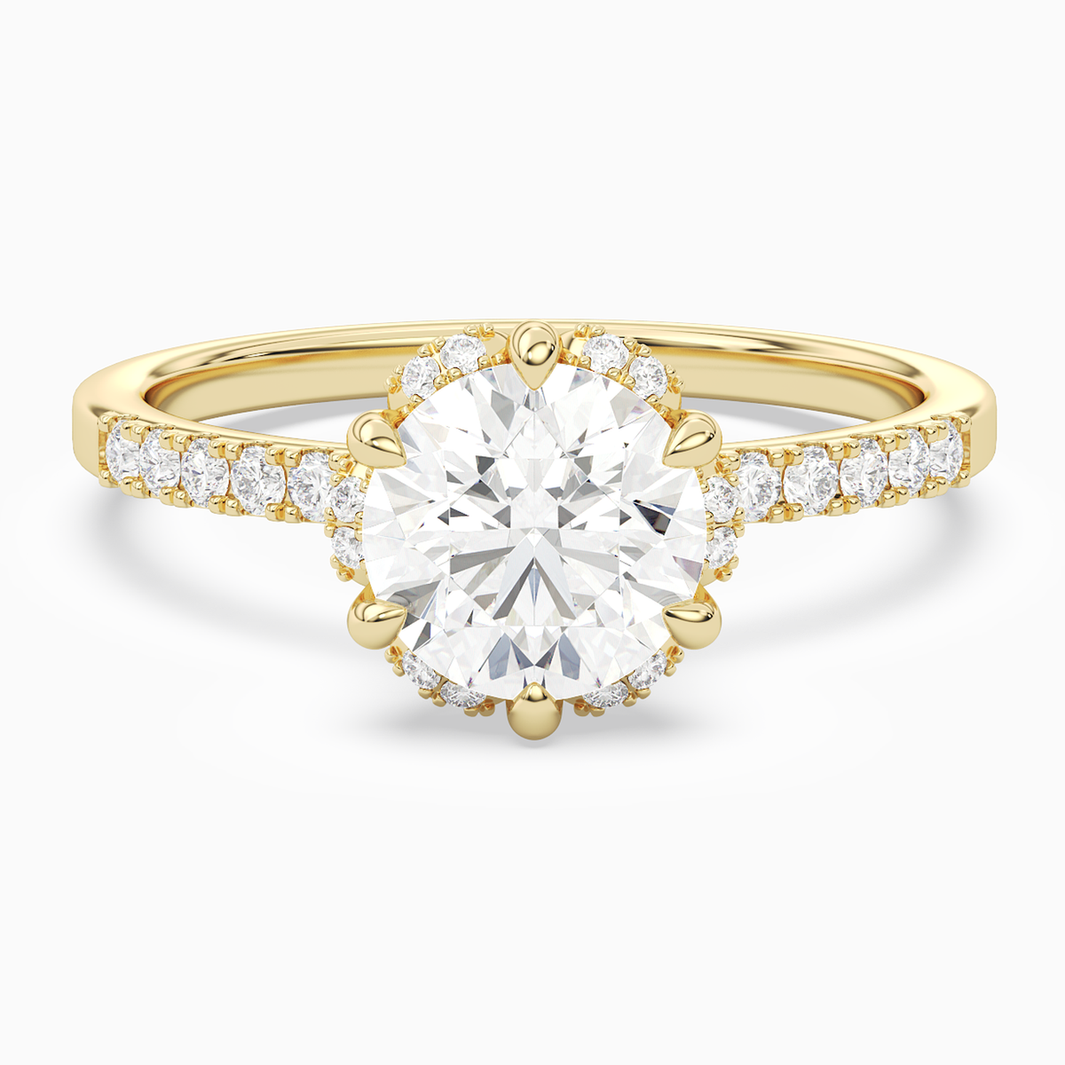 Round Crown Halo Pavé in 18K Yellow Gold main white
