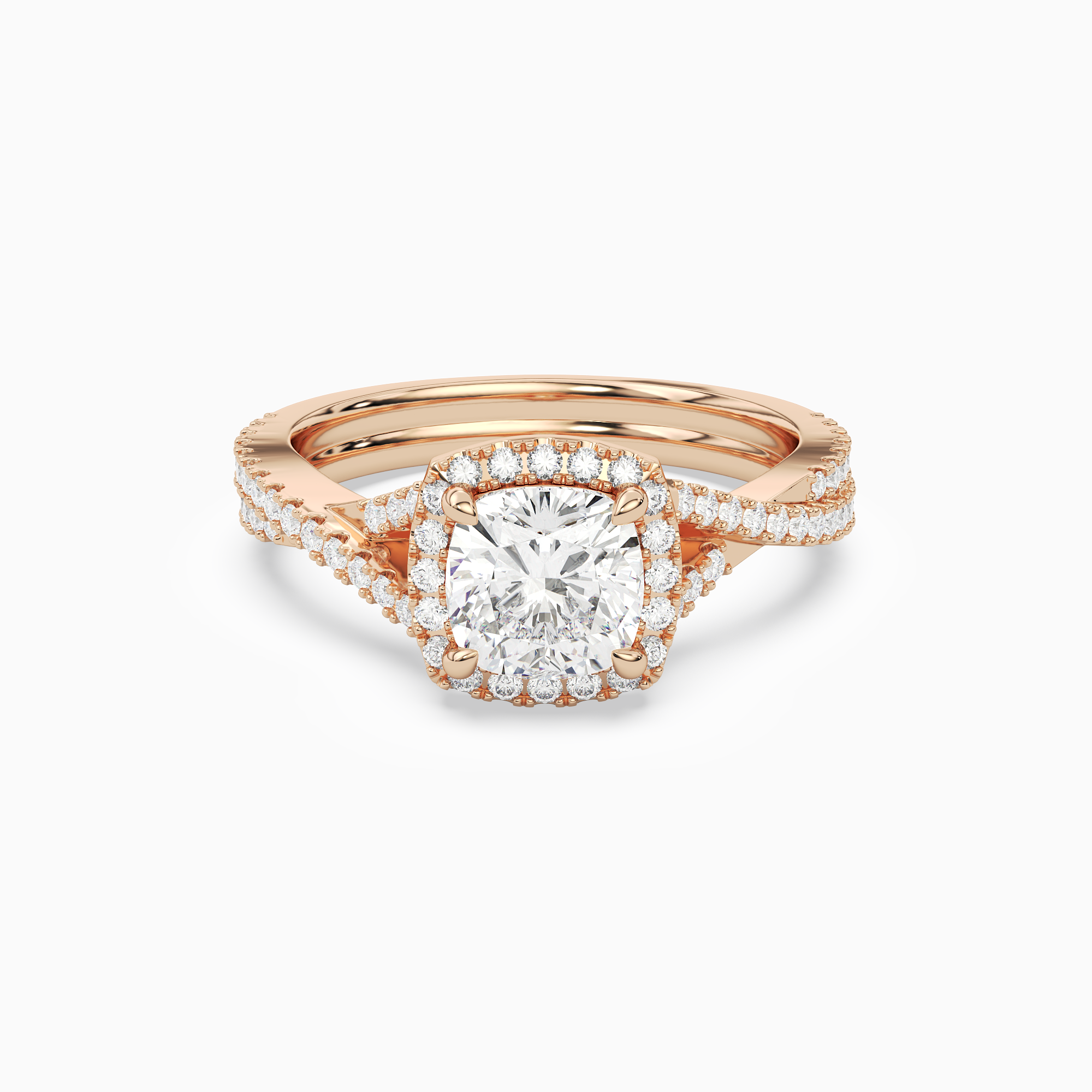 Cushion Twisted Shank Halo in 14K Rose Gold main white