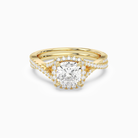Cushion Twisted Shank Halo in 14K Yellow Gold main white