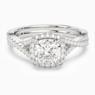 Cushion Twisted Shank Halo in 18K White Gold main white