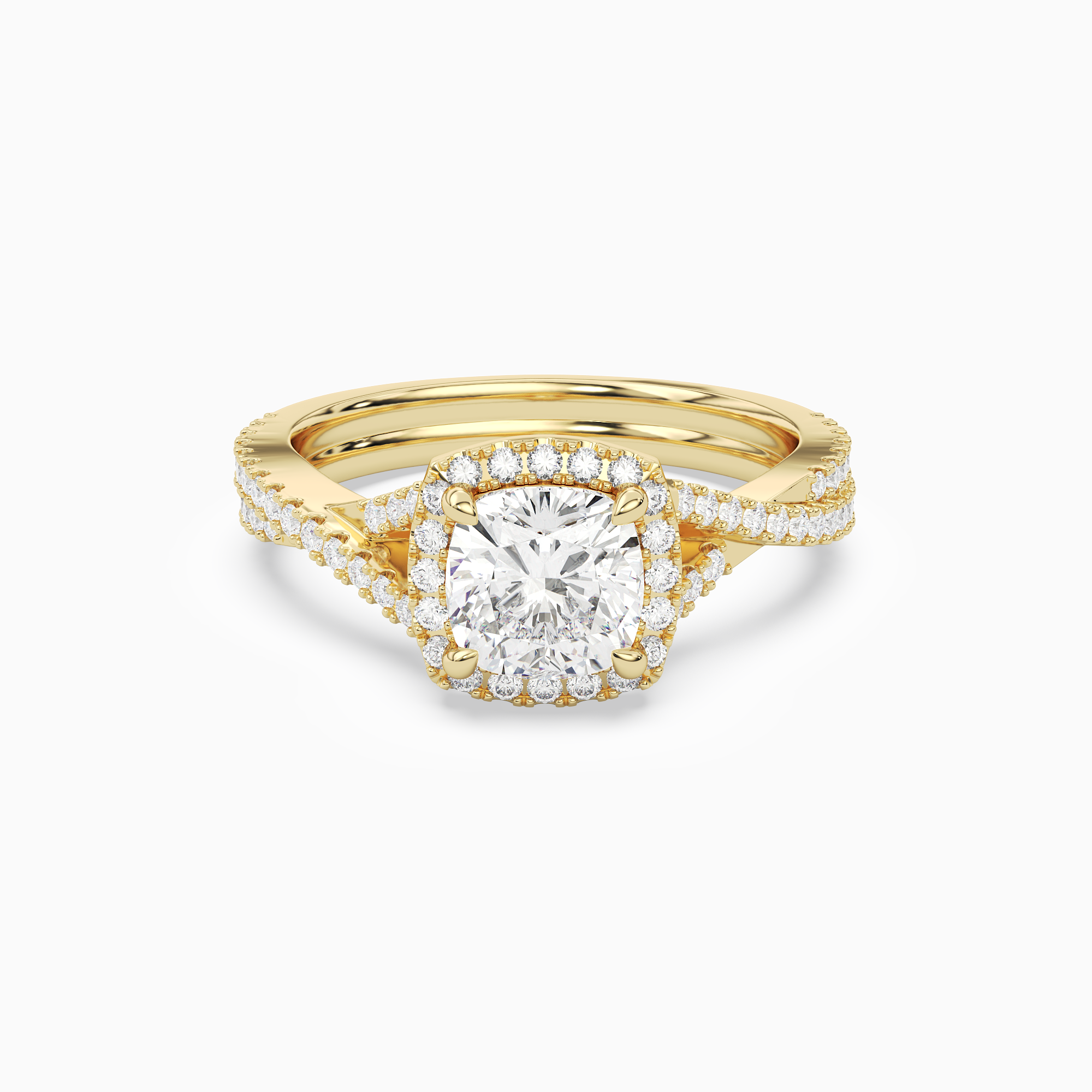 Cushion Twisted Shank Halo in 18K Yellow Gold main white