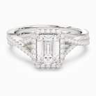 Emerald Twisted Shank Halo in 18K White Gold main white