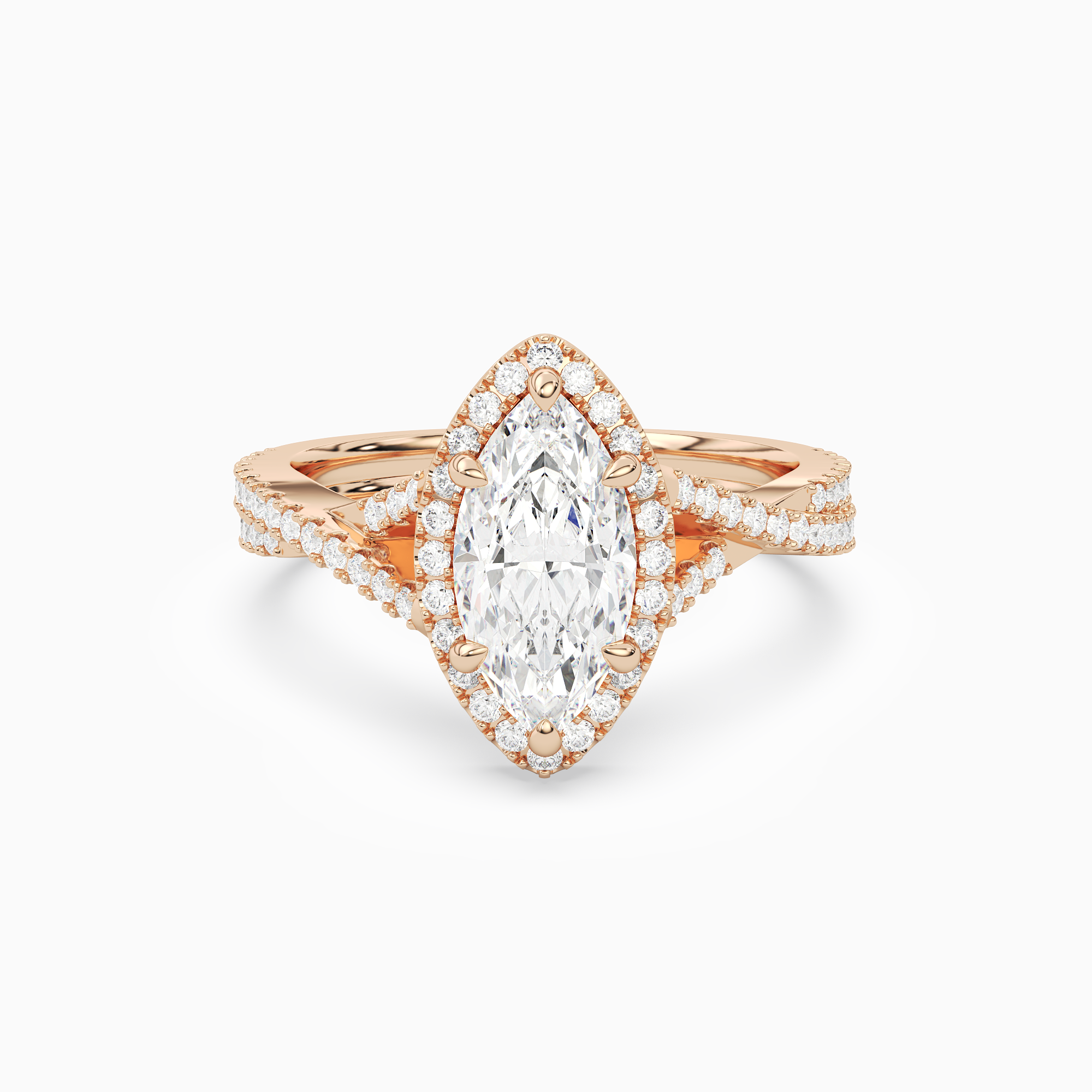 Marquise Twisted Shank Halo in 14K Rose Gold main white