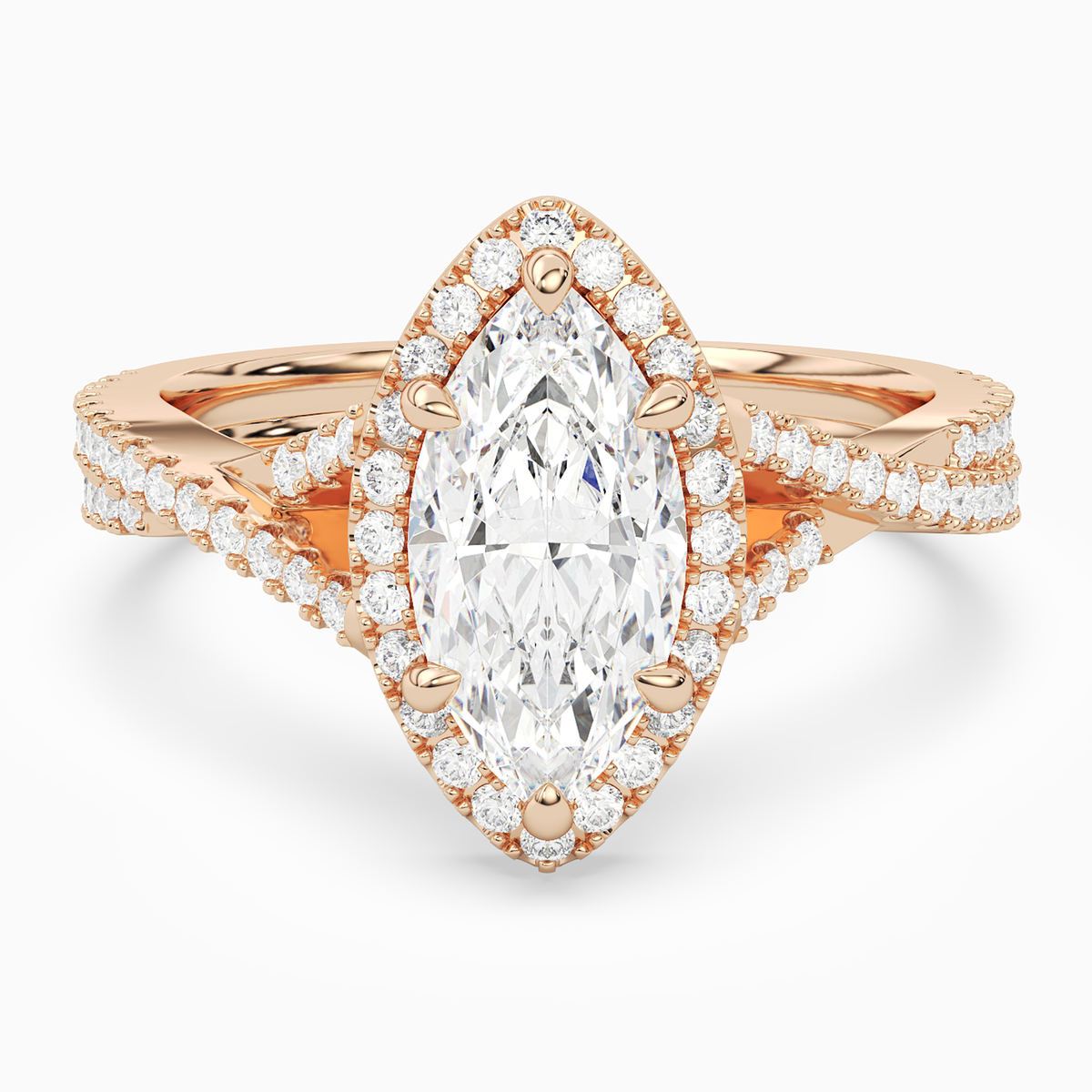 Marquise Twisted Shank Halo in 14K Rose Gold main white