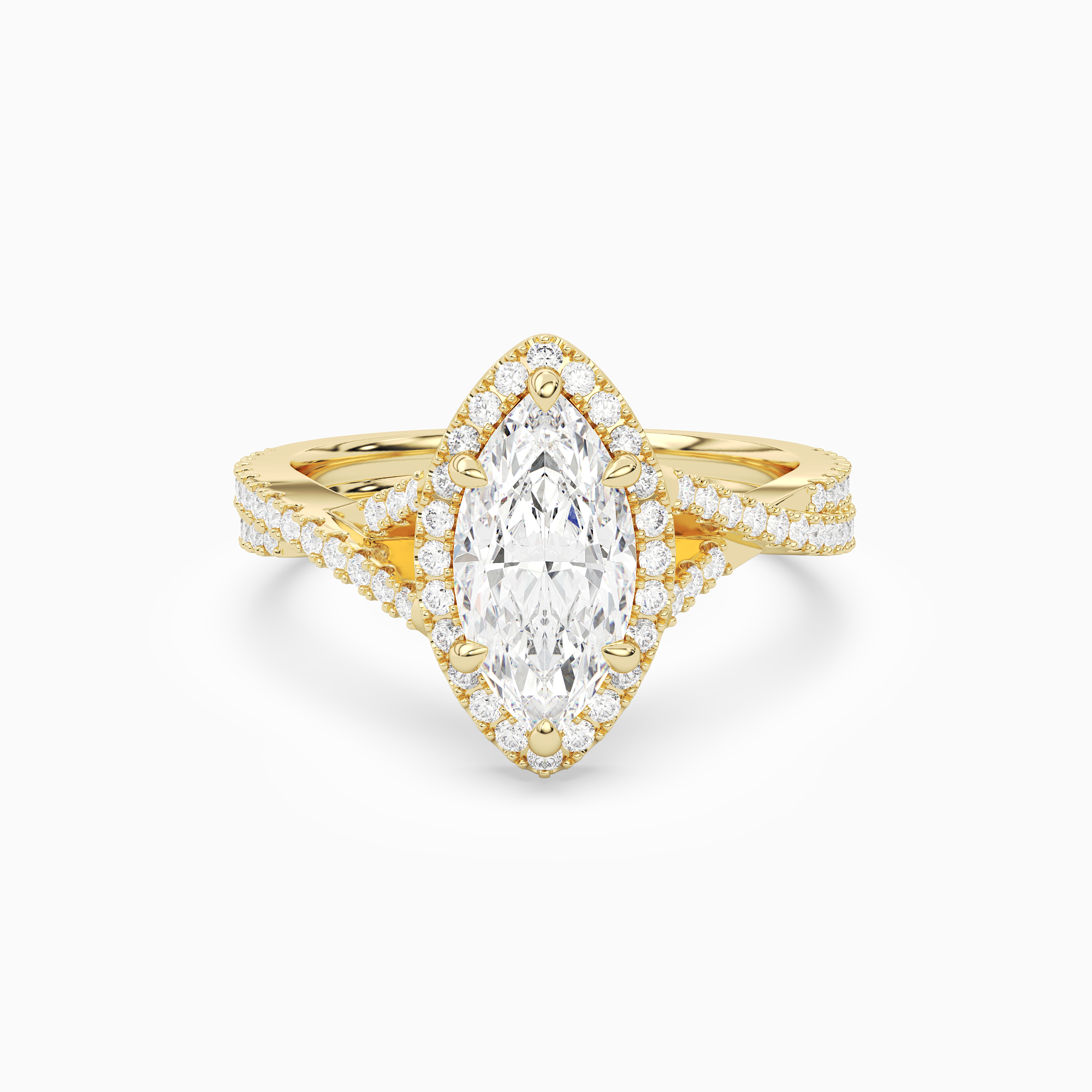 Marquise Twisted Shank Halo in 14K Yellow Gold main white