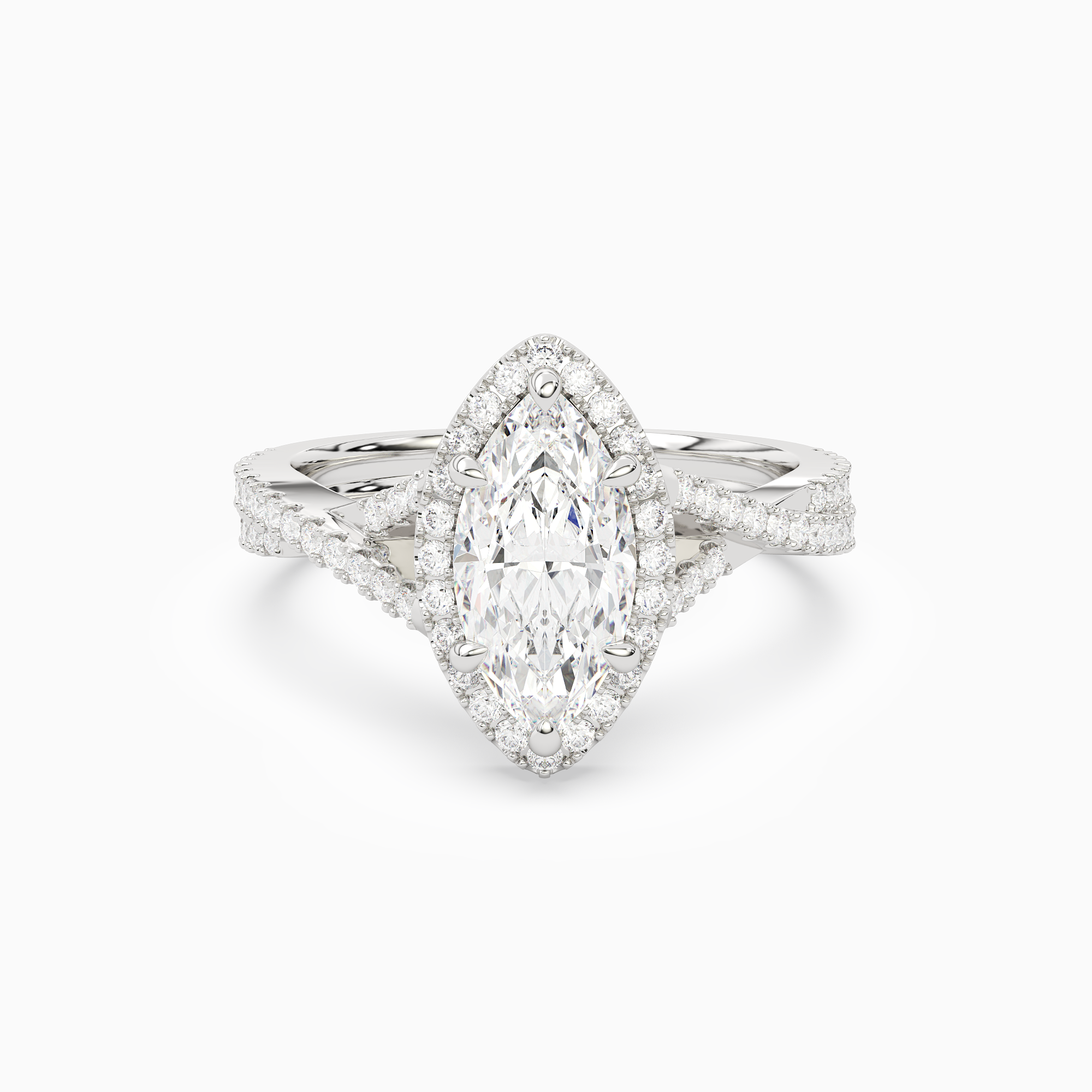 Marquise Twisted Shank Halo in Platinum main white