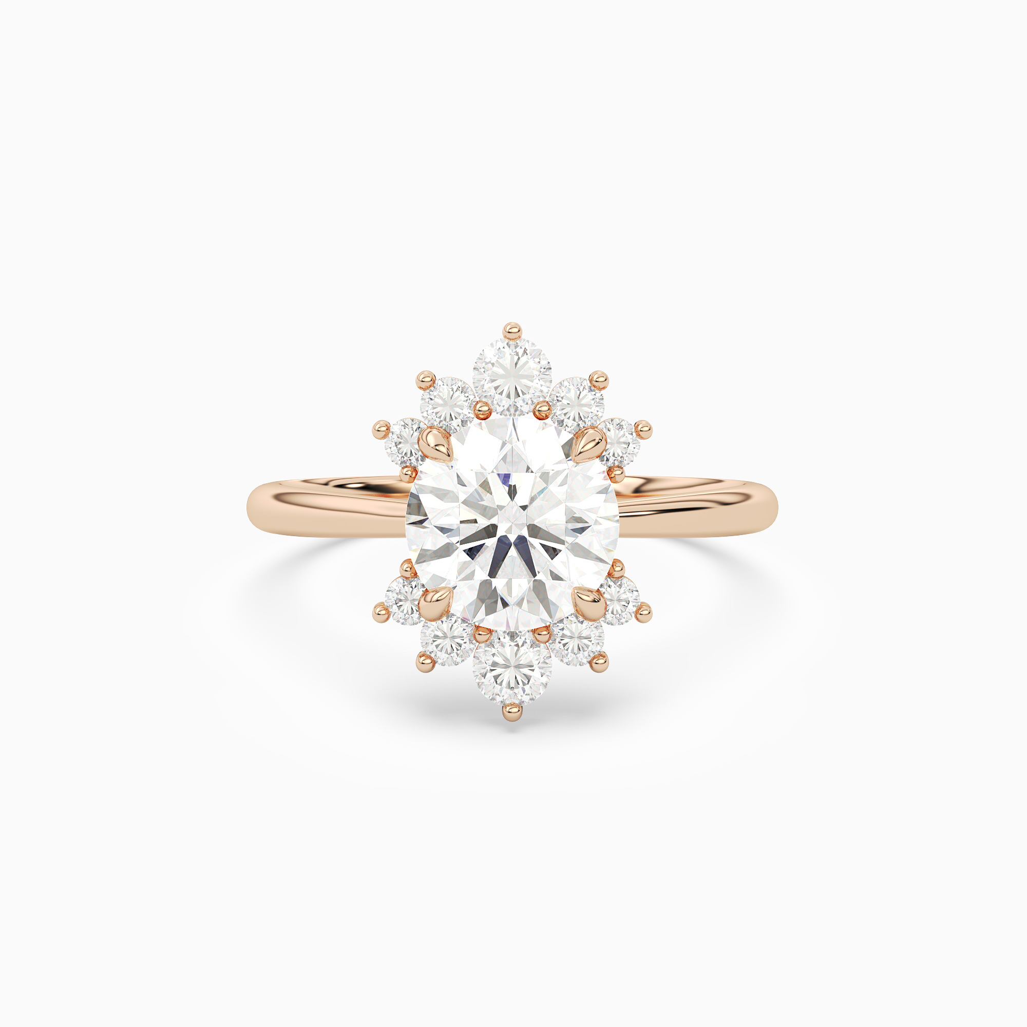 Round Floral Cluster Halo in 14K Rose Gold main white