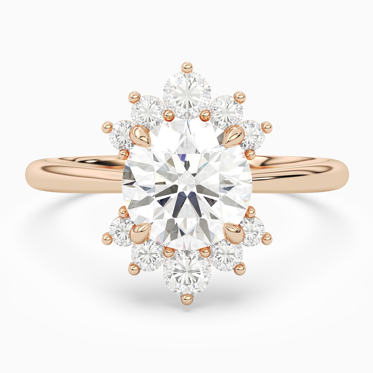 Round Floral Cluster Halo in 14K Rose Gold main white