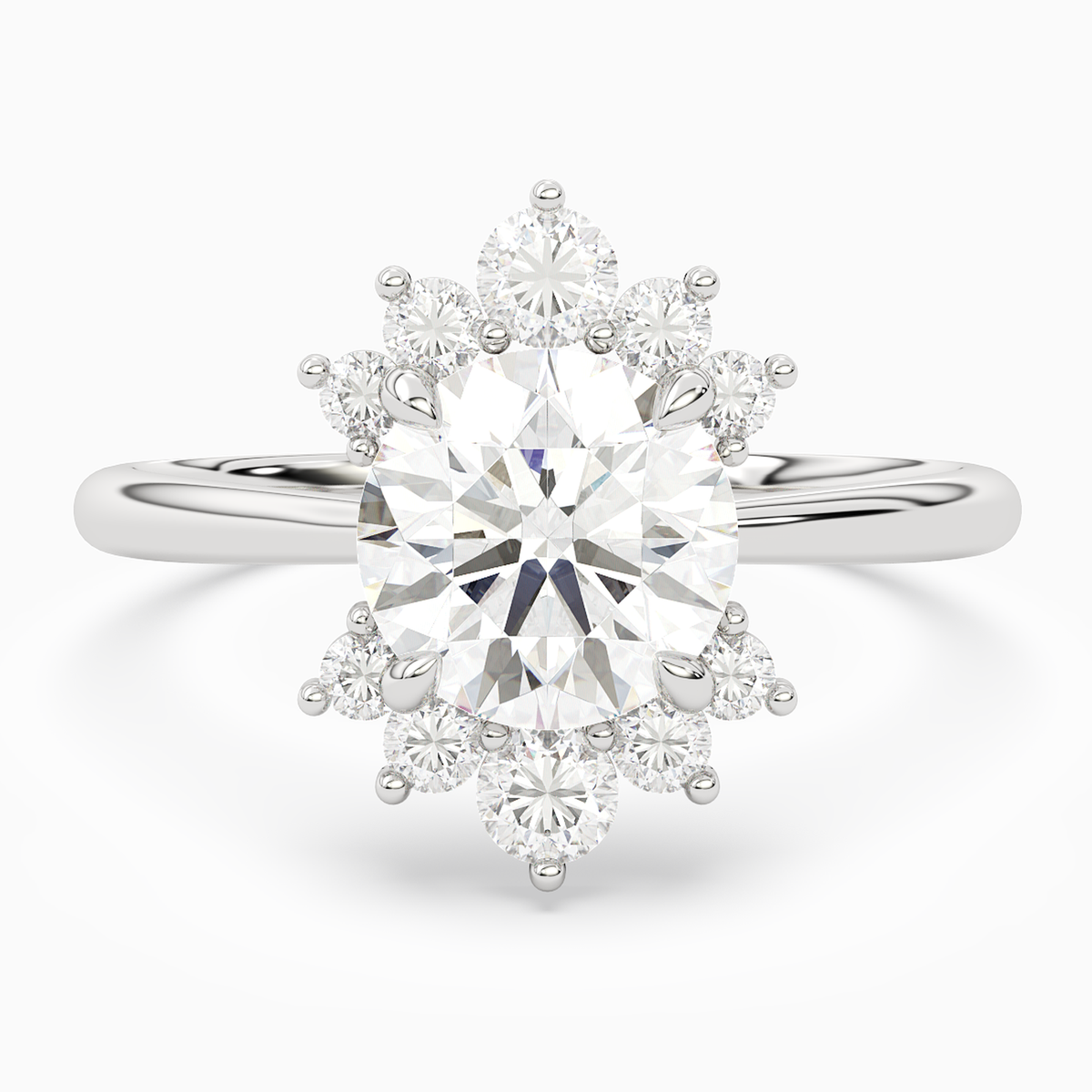 Round Floral Cluster Halo in 14K White Gold main white