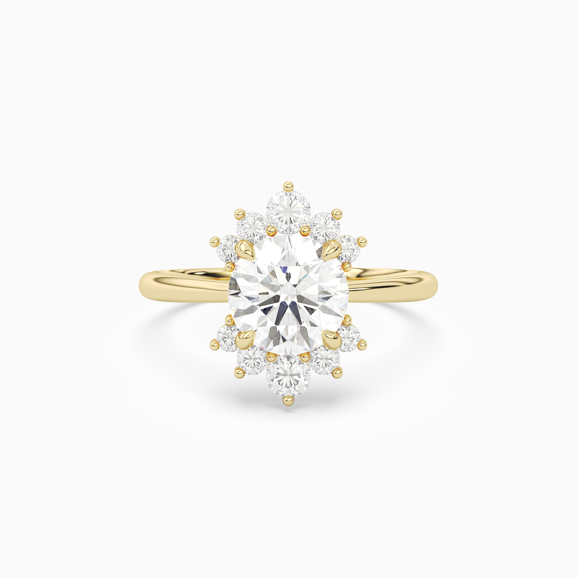 Round Floral Cluster Halo in 14K Yellow Gold main white