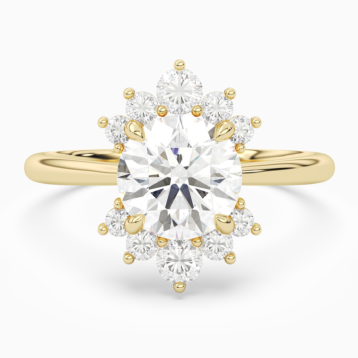 Round Floral Cluster Halo in 18K Yellow Gold main white