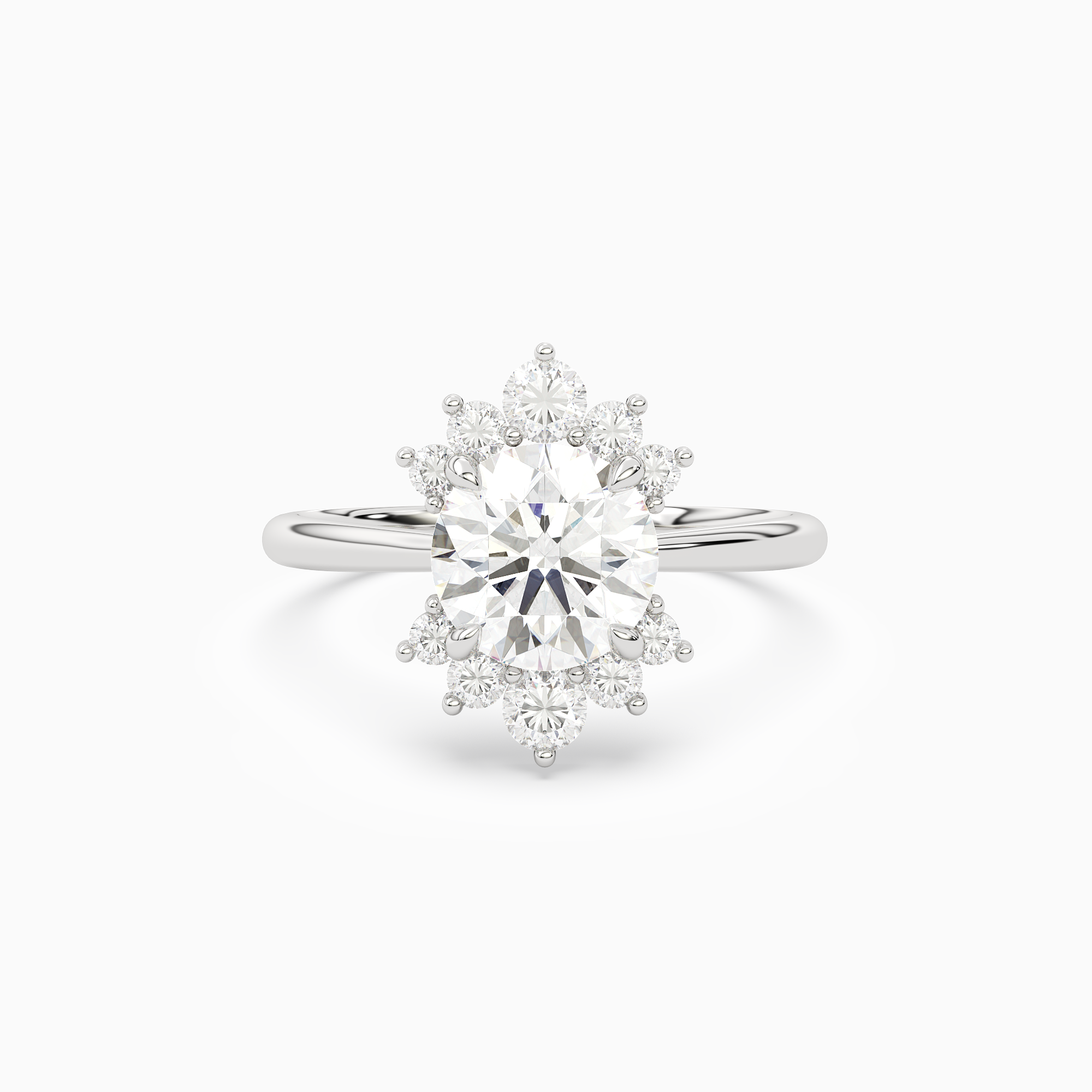Round Floral Cluster Halo in Platinum main white